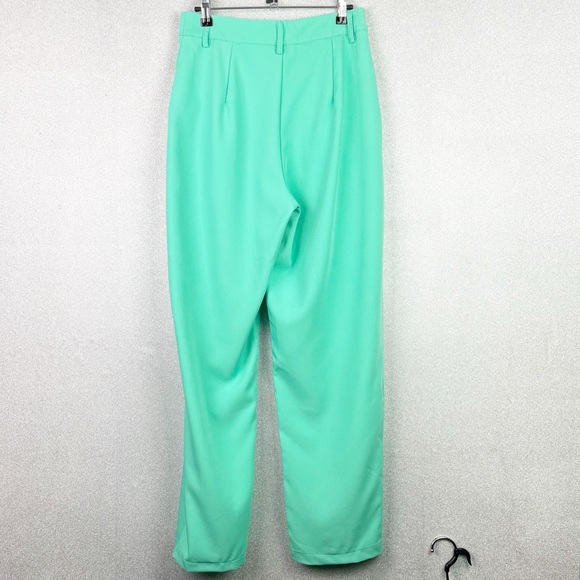 NastyGal Pleated Wide Leg High-Waist Utility Trousers Sea Mint Green NWOT Sz 4 - Picture 8 of 13